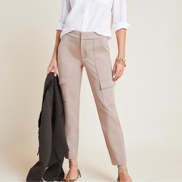 Anthropologie Pants - Anthropologie The Essential Knit Cargo Pants in Taupe Size 10 Office Work Casual